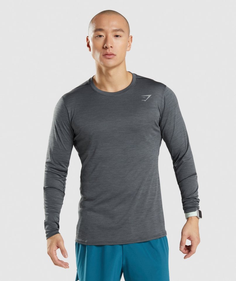 Gymshark Speed Long Sleeve T-shirts Herren Dunkelgrau | AT-64-YHIQ