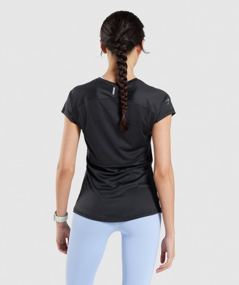 Gymshark Speed T-shirts Damen Schwarz | AT-58-CEWK