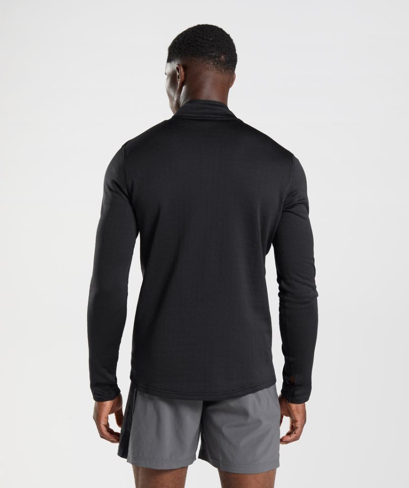 Gymshark Sport 1/4 Zip Sweatshirts Herren Schwarz | AT-03-LOST