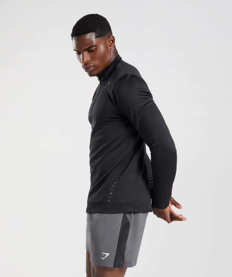 Gymshark Sport 1/4 Zip Sweatshirts Herren Schwarz | AT-03-LOST