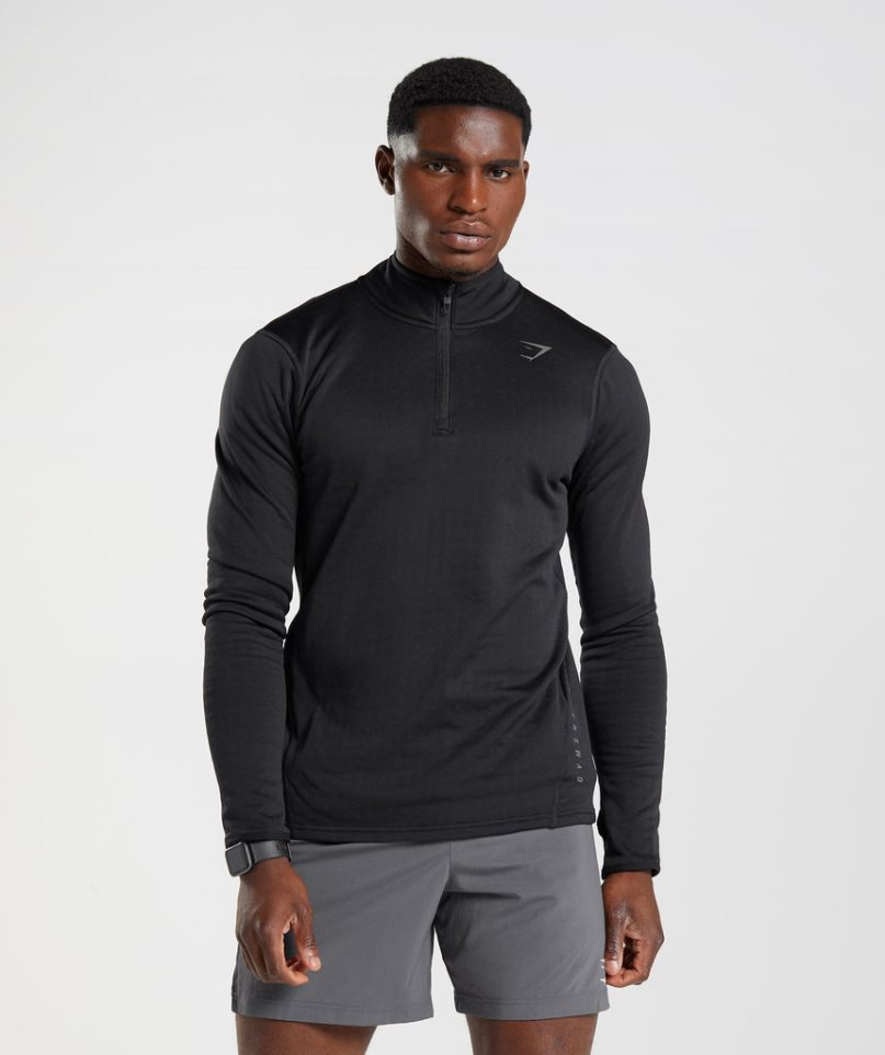 Gymshark Sport 1/4 Zip Sweatshirts Herren Schwarz | AT-03-LOST