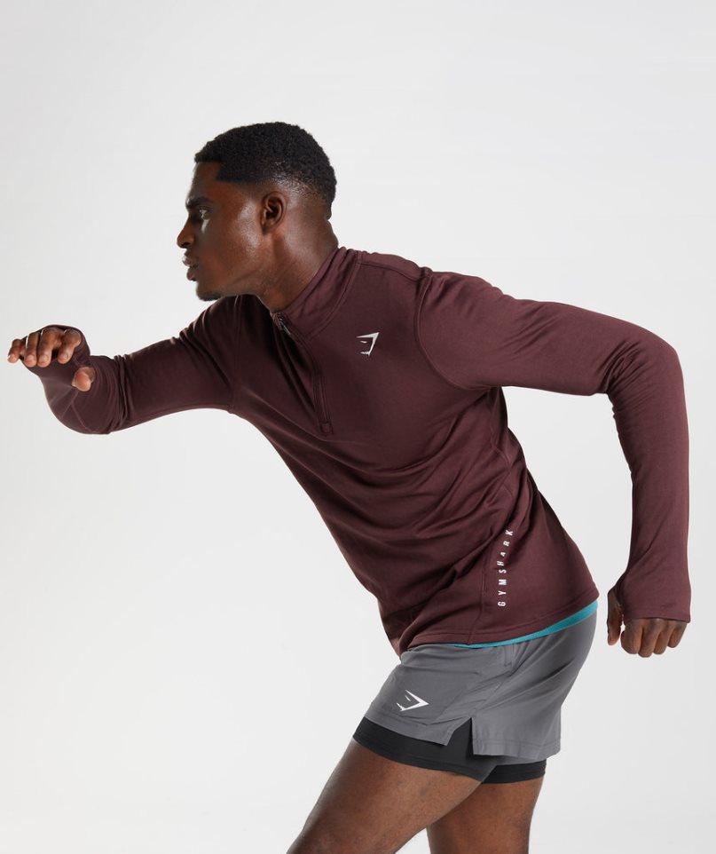 Gymshark Sport 1/4 Zip Sweatshirts Herren Bordeaux | AT-17-NYCP