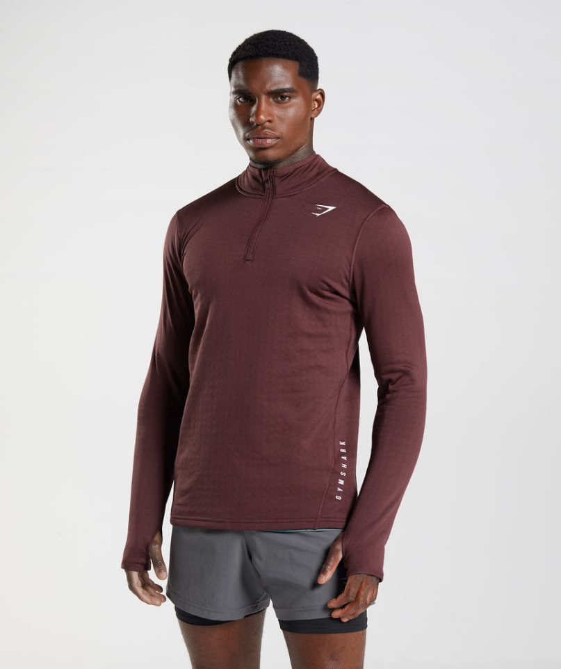 Gymshark Sport 1/4 Zip Sweatshirts Herren Bordeaux | AT-17-NYCP