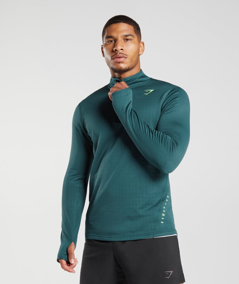 Gymshark Sport 1/4 Zip Sweatshirts Herren Türkis | AT-89-NLOZ