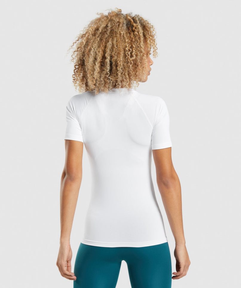 Gymshark Sport Baselayer T-shirts Damen Weiß | AT-52-FSEO