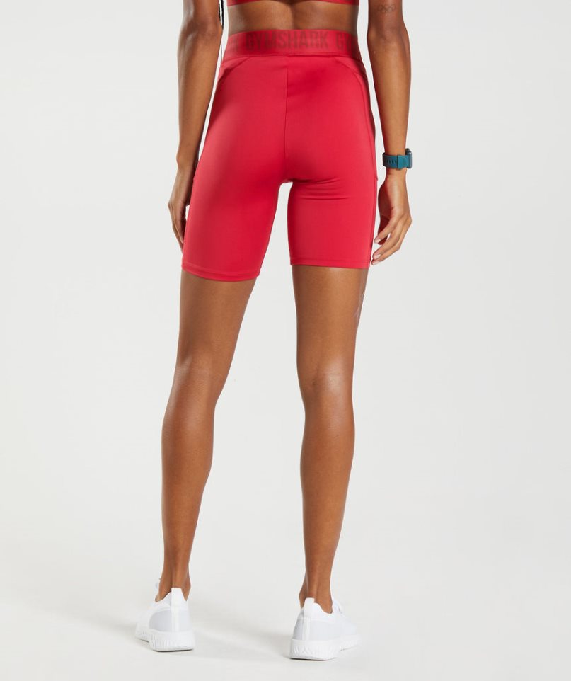 Gymshark Sport Brandmark Cycling Kurze Hose Damen Rot | AT-51-GAZQ