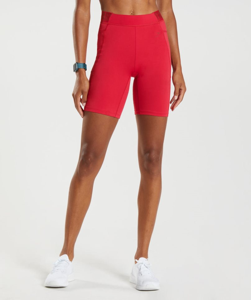 Gymshark Sport Brandmark Cycling Kurze Hose Damen Rot | AT-51-GAZQ