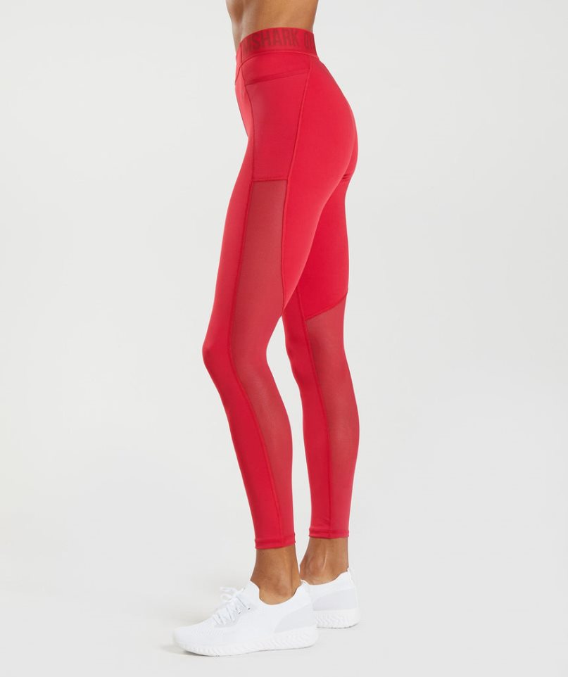 Gymshark Sport Brandmark Leggings Damen Rot | AT-31-XCLI