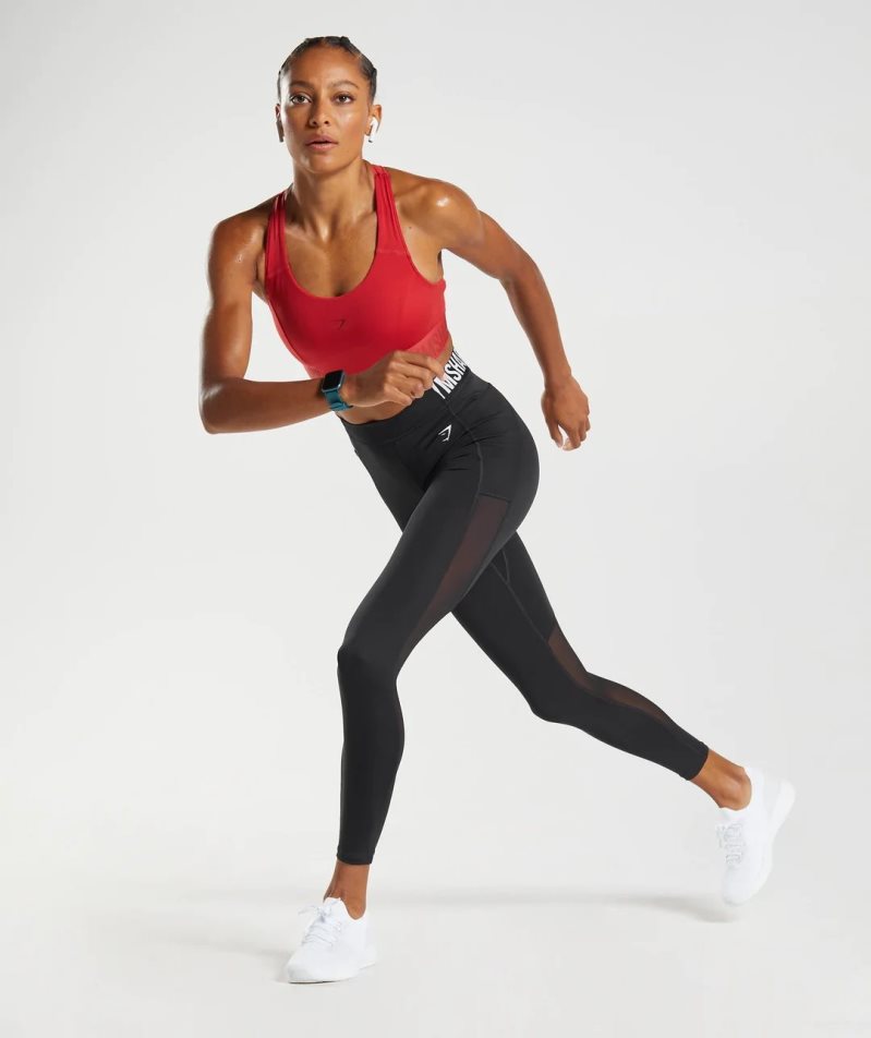 Gymshark Sport Brandmark Leggings Damen Schwarz | AT-70-JMBG