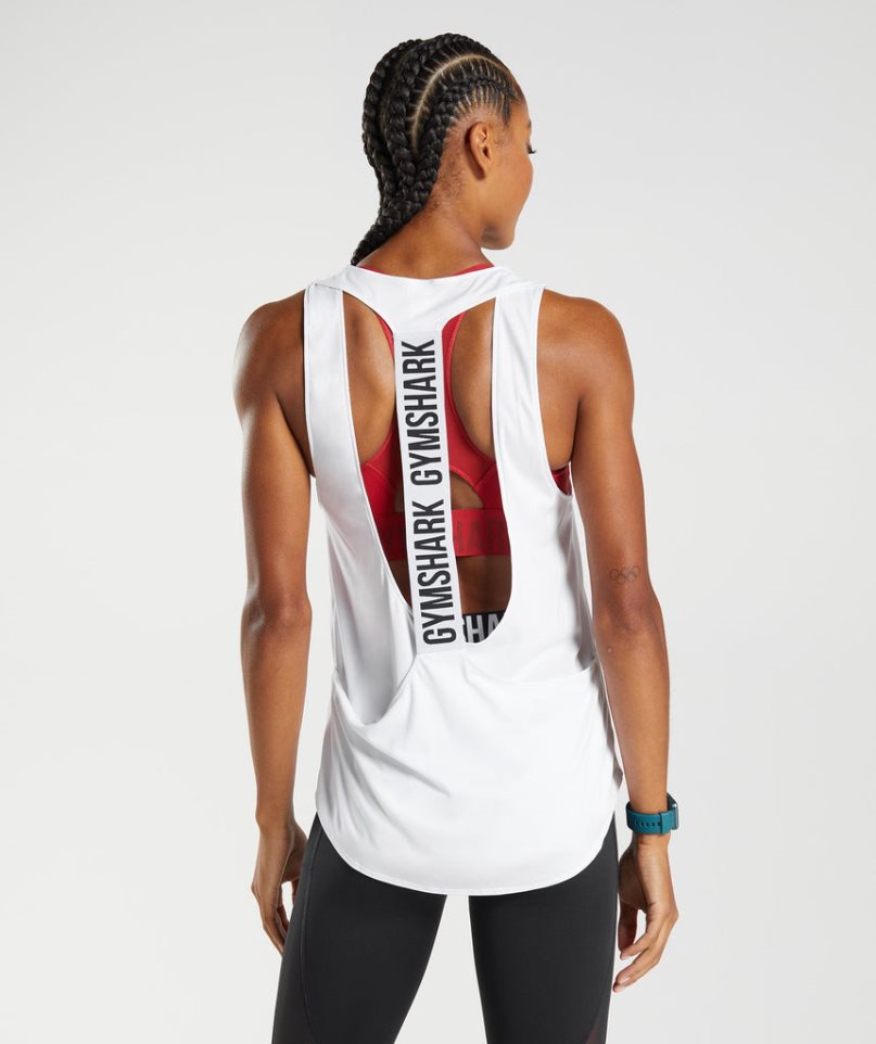 Gymshark Sport Brandmark Muskelshirt Damen Weiß | AT-57-EPUV