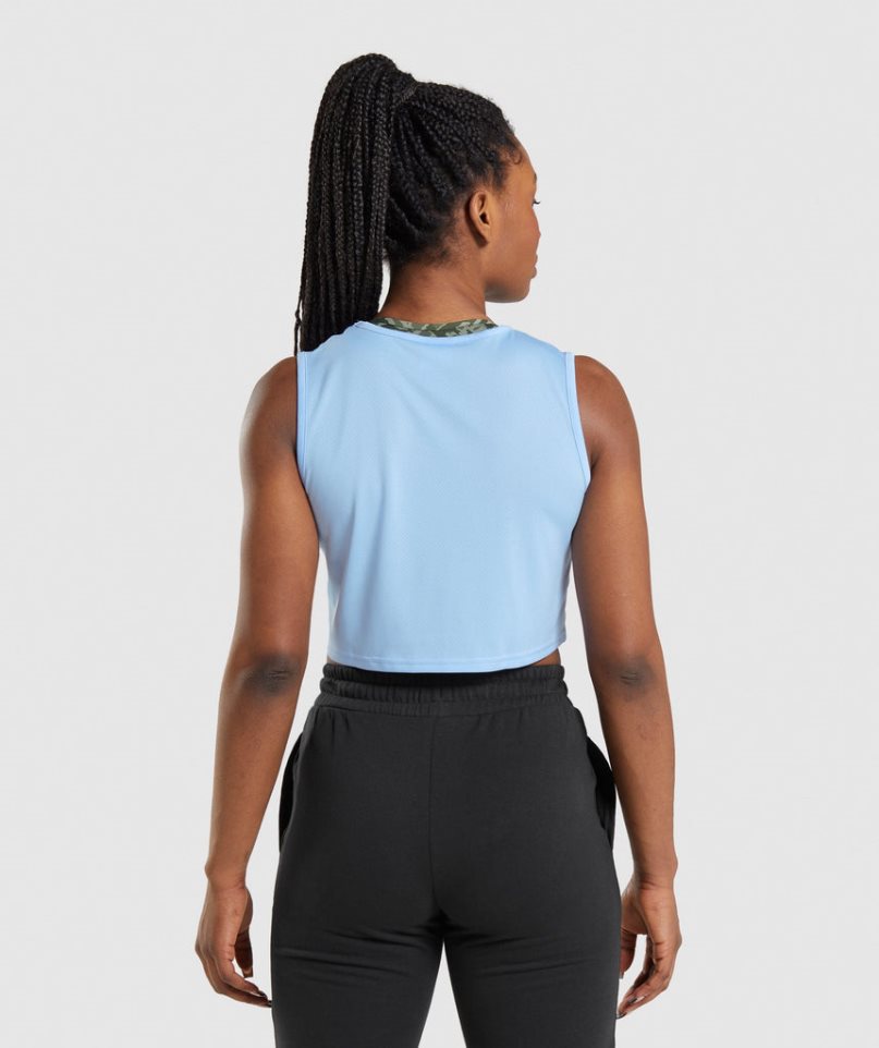 Gymshark Sport Crop Muskelshirt Damen Blau | AT-76-KXSW