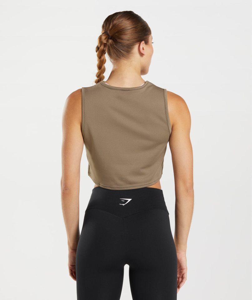 Gymshark Sport Crop Muskelshirt Damen Braun | AT-04-UVZQ