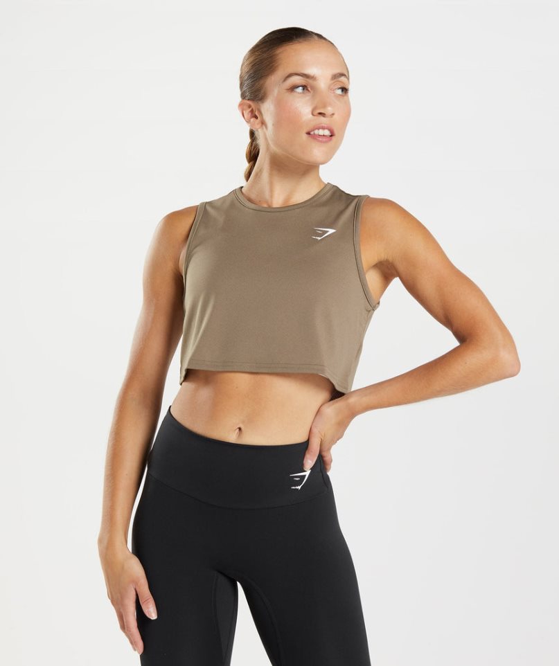 Gymshark Sport Crop Muskelshirt Damen Braun | AT-04-UVZQ