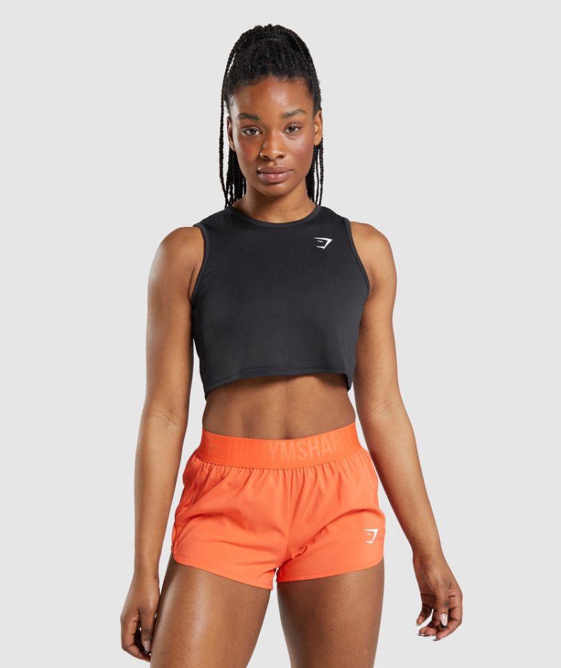 Gymshark Sport Crop Muskelshirt Damen Schwarz | AT-05-CNAE