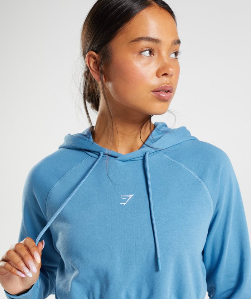 Gymshark Sport Cropped Hoodie Damen Blau | AT-08-YJXA