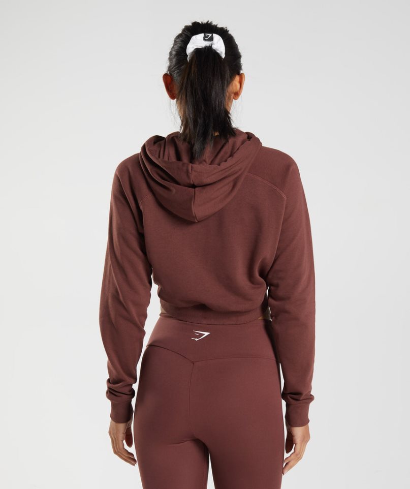 Gymshark Sport Cropped Hoodie Damen Dunkelbraun | AT-91-YDSE