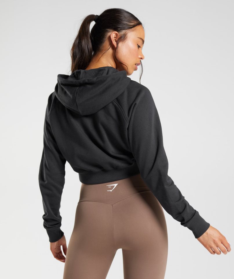 Gymshark Sport Cropped Hoodie Damen Schwarz | AT-28-RICZ