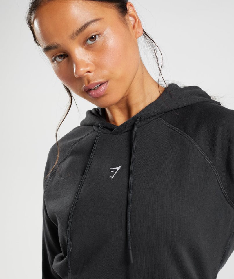 Gymshark Sport Cropped Hoodie Damen Schwarz | AT-28-RICZ