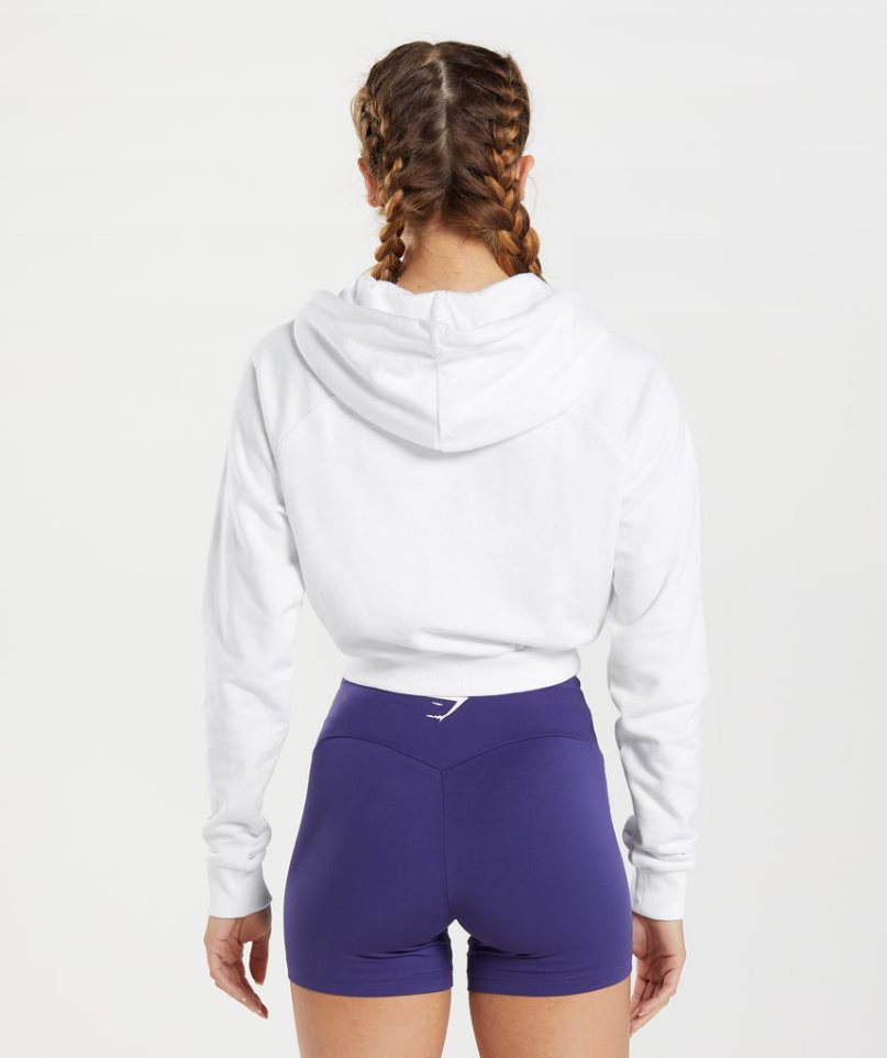 Gymshark Sport Cropped Hoodie Damen Weiß | AT-96-YXNG