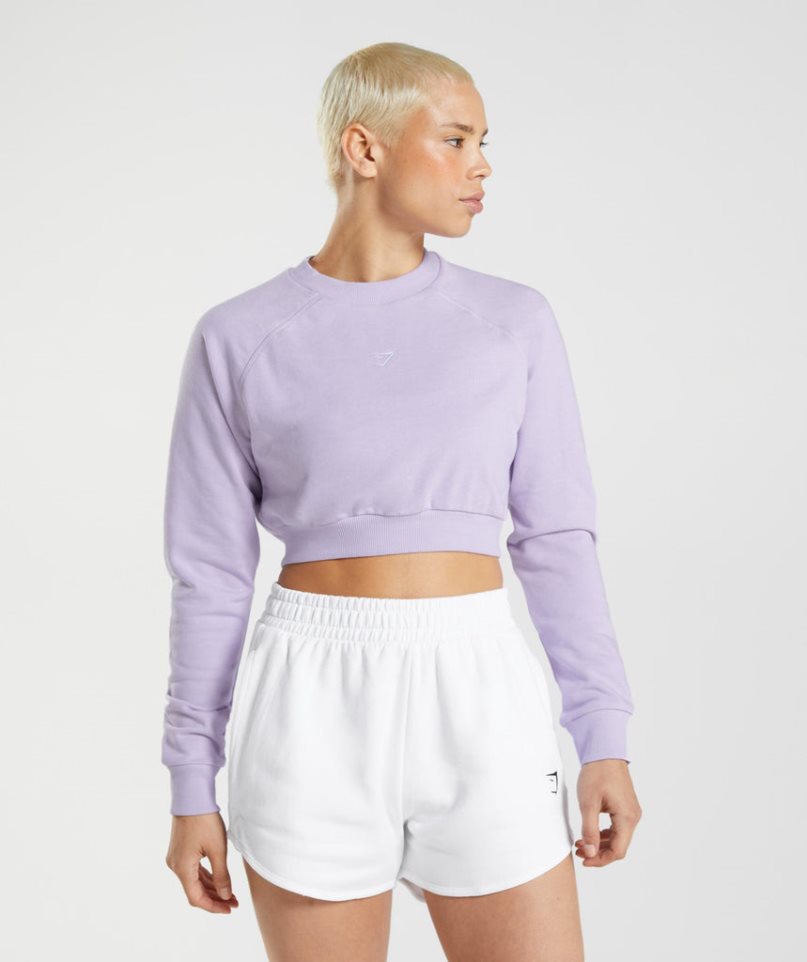 Gymshark Sport Cropped Sweatshirts Damen Helllila | AT-05-CXJL