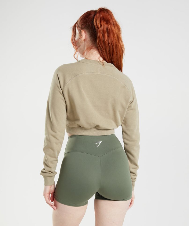 Gymshark Sport Cropped Sweatshirts Damen Beige | AT-20-WYLE