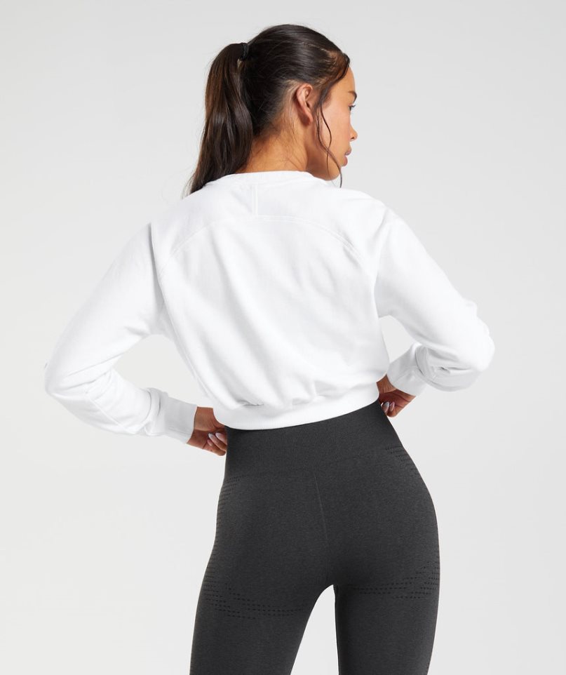 Gymshark Sport Cropped Sweatshirts Damen Weiß | AT-41-FYPH