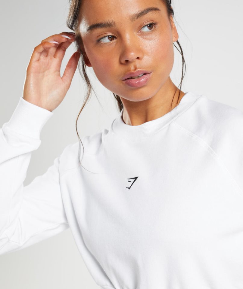 Gymshark Sport Cropped Sweatshirts Damen Weiß | AT-41-FYPH