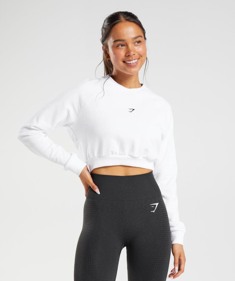 Gymshark Sport Cropped Sweatshirts Damen Weiß | AT-41-FYPH