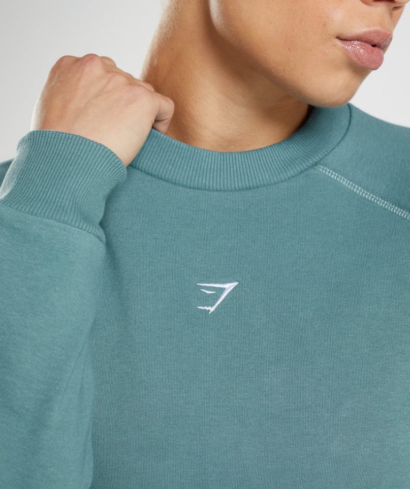 Gymshark Sport Cropped Sweatshirts Damen Türkis | AT-47-DPCZ