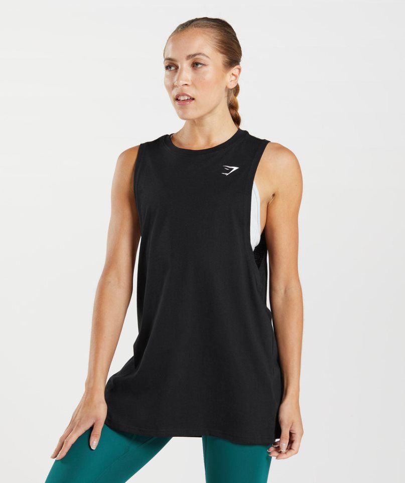 Gymshark Sport Drop Arm Muskelshirt Damen Schwarz | AT-06-UNBT