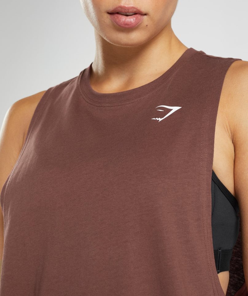 Gymshark Sport Drop Arm Muskelshirt Damen Dunkelbraun | AT-42-KVDA