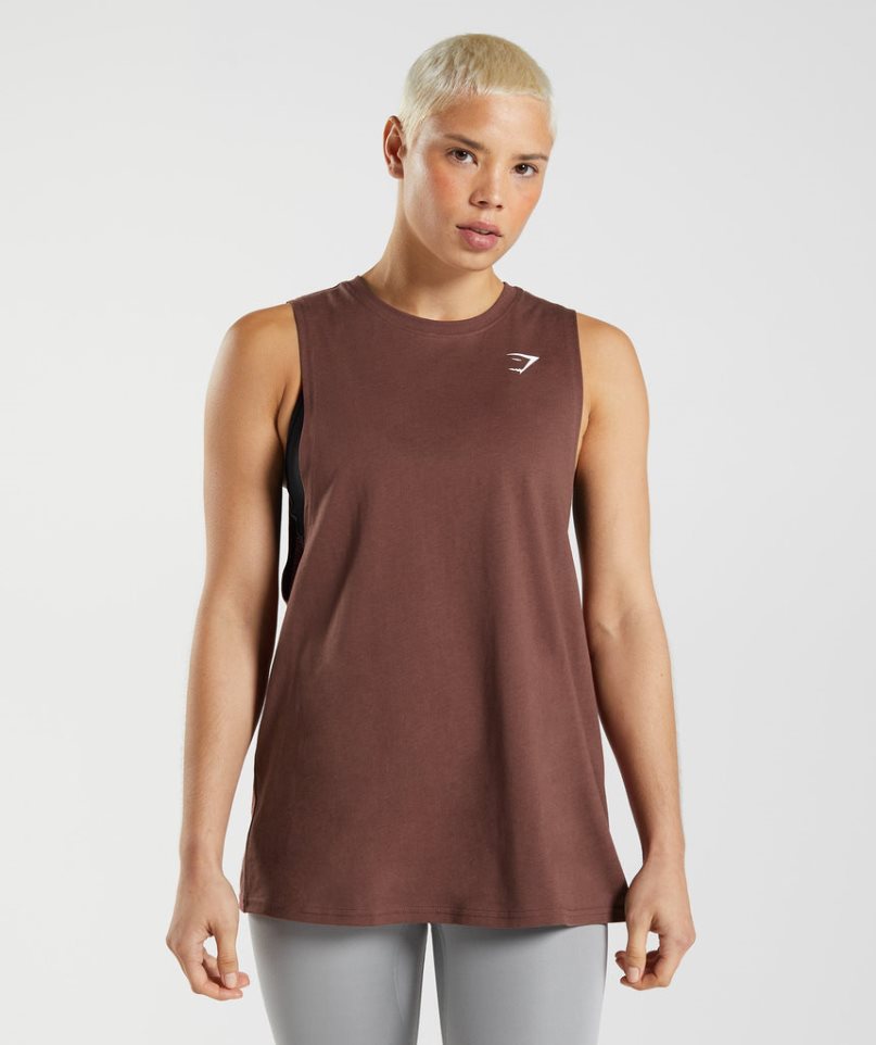 Gymshark Sport Drop Arm Muskelshirt Damen Dunkelbraun | AT-42-KVDA