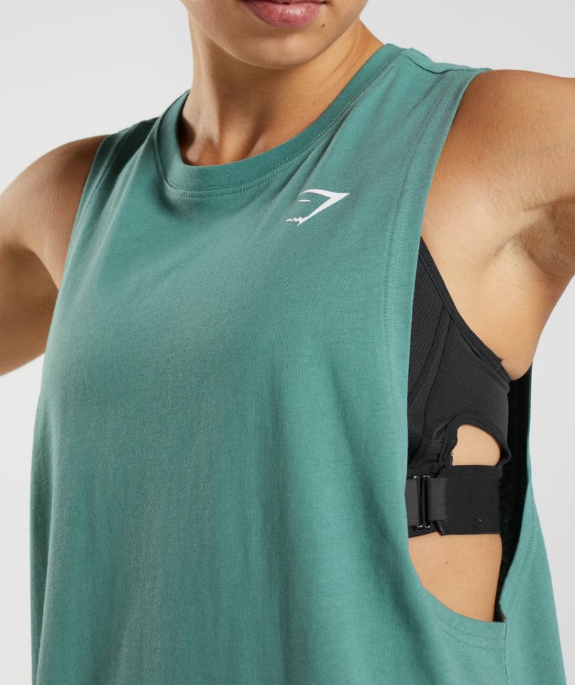 Gymshark Sport Drop Arm Muskelshirt Damen Grün | AT-86-NVOD