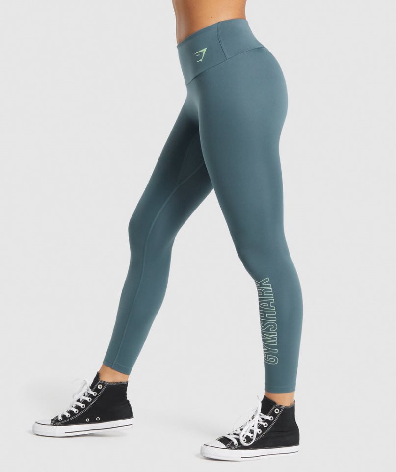 Gymshark Sport Graphic Leggings Damen Navy | AT-95-KAJD