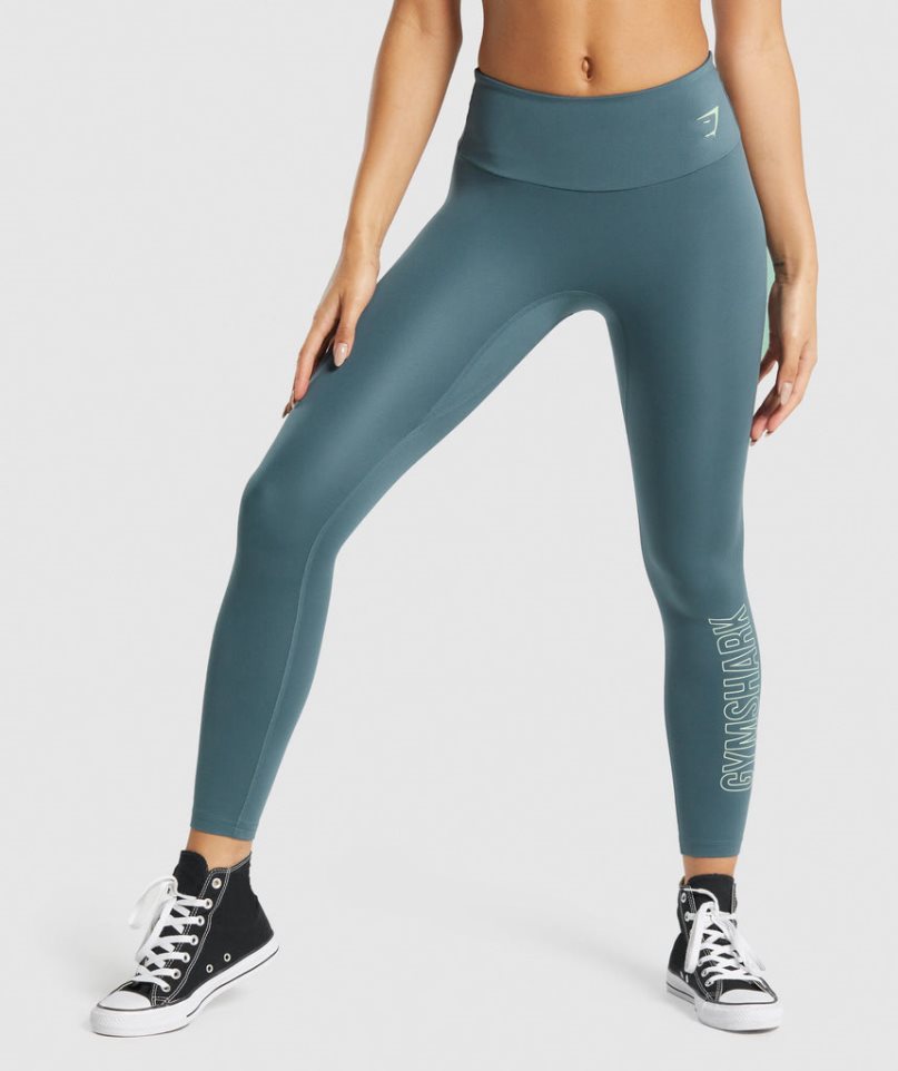 Gymshark Sport Graphic Leggings Damen Navy | AT-95-KAJD