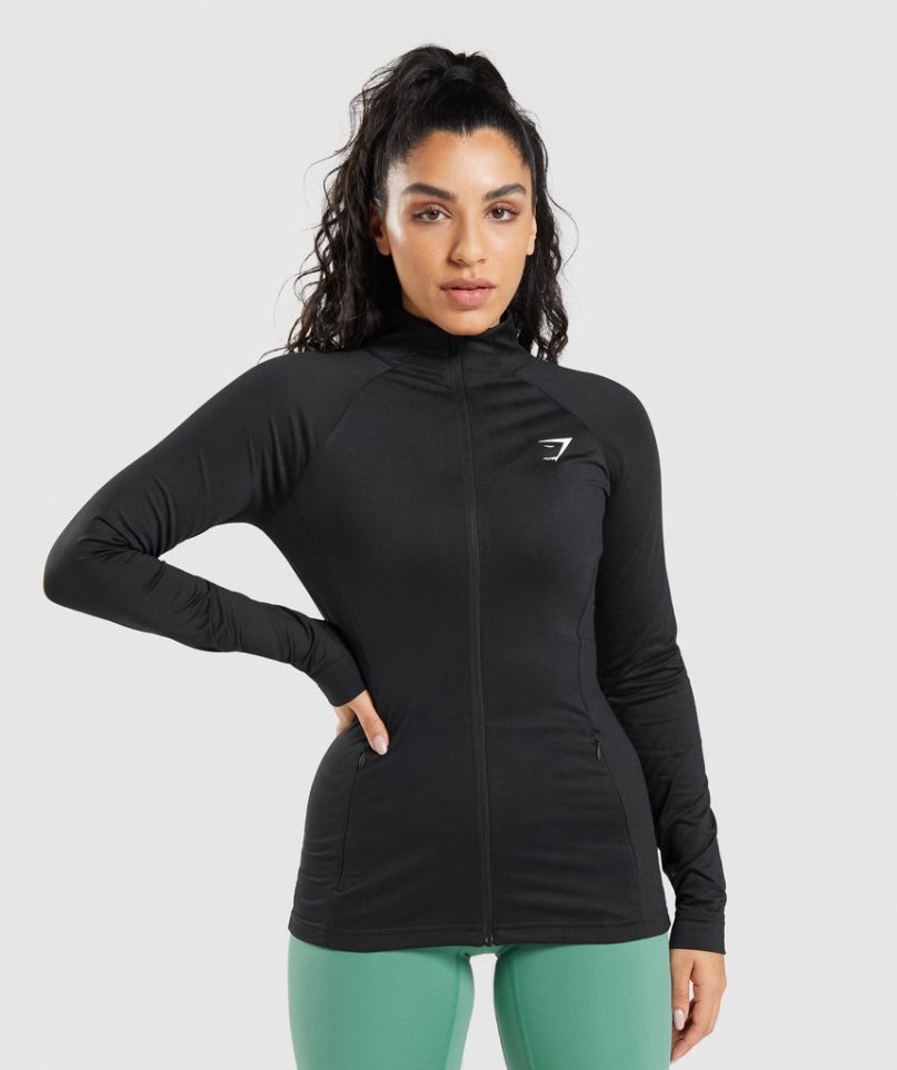 Gymshark Sport Jacke Damen Schwarz | AT-19-RCNB