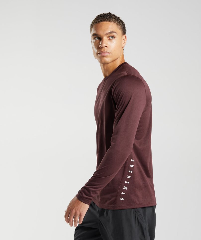 Gymshark Sport Long Sleeve T-shirts Herren Bordeaux | AT-83-JNDF