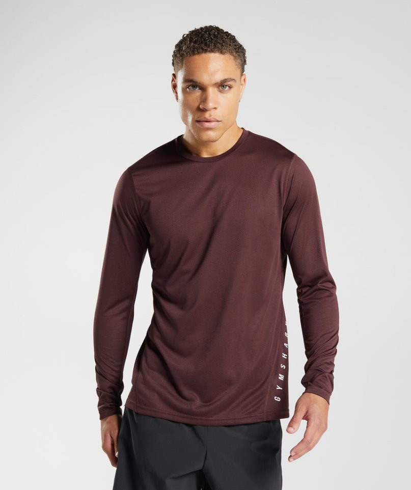 Gymshark Sport Long Sleeve T-shirts Herren Bordeaux | AT-83-JNDF