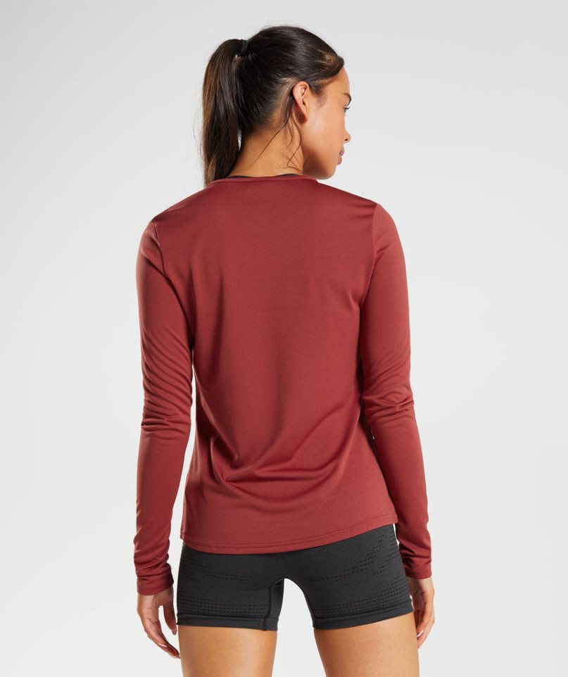 Gymshark Sport Long Sleeve Top T-shirts Damen Rot | AT-68-IOTL