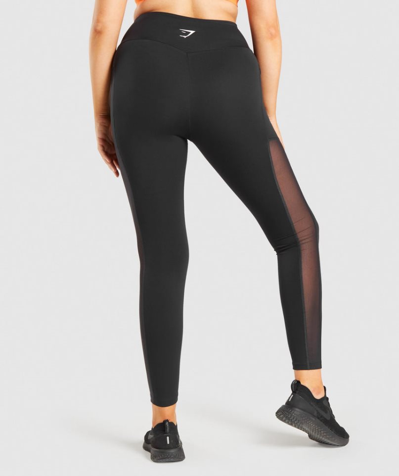 Gymshark Sport Mesh Pocket Leggings Damen Schwarz | AT-21-FTXY