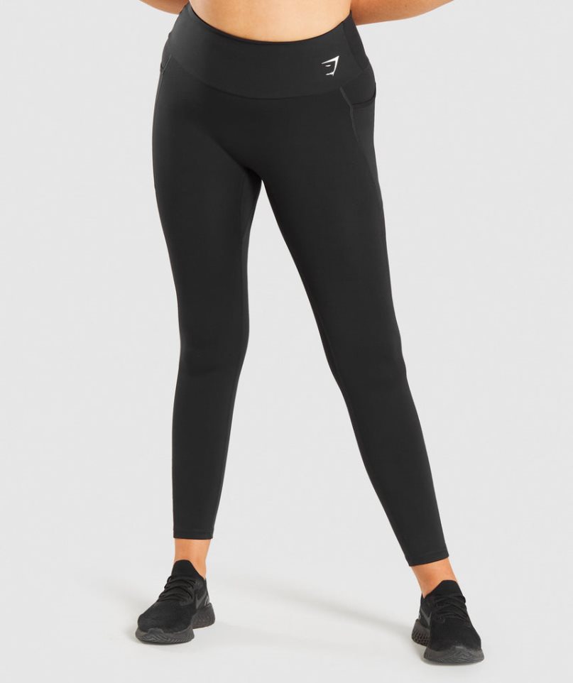 Gymshark Sport Mesh Pocket Leggings Damen Schwarz | AT-21-FTXY