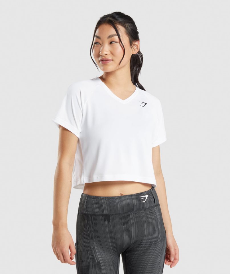 Gymshark Sport Midi T-shirts Damen Weiß | AT-31-CALD