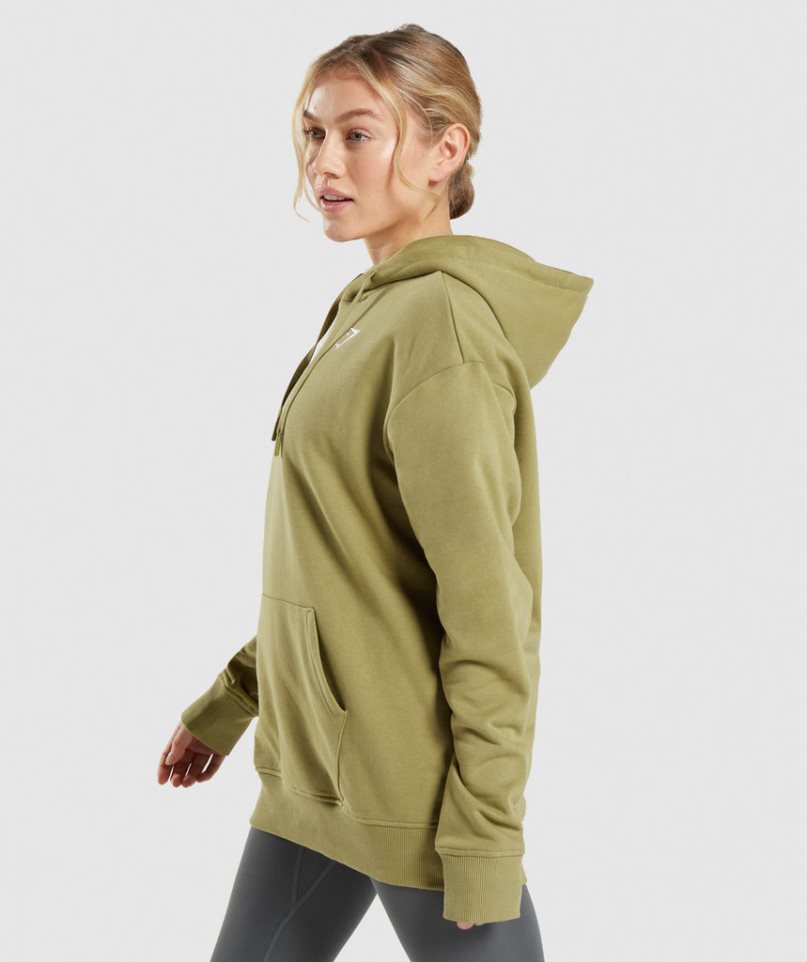 Gymshark Sport Oversized Hoodie Damen Olivgrün | AT-32-DKLQ