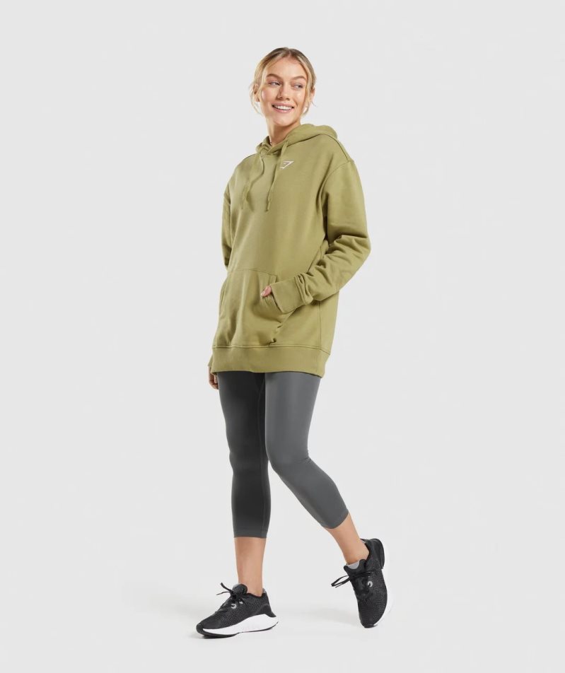 Gymshark Sport Oversized Hoodie Damen Olivgrün | AT-32-DKLQ