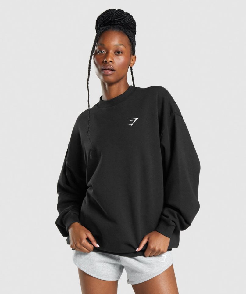 Gymshark Sport Oversized Sweatshirts Damen Schwarz | AT-62-MEUX