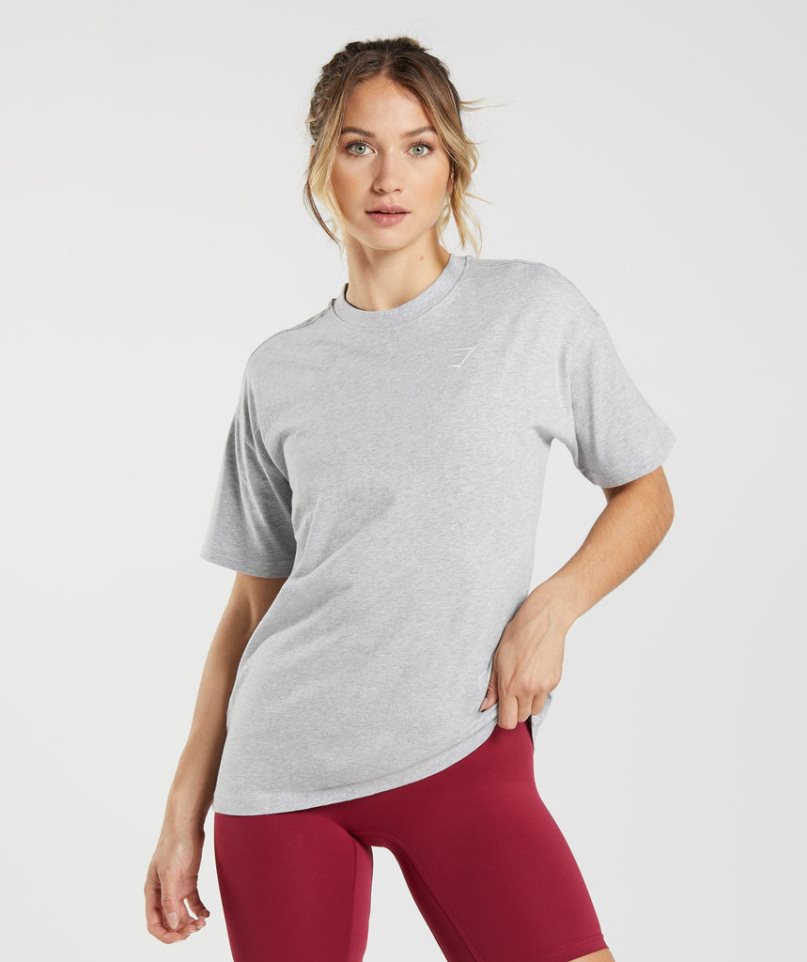 Gymshark Sport Oversized T-shirts Damen Hellgrau | AT-89-HYFM