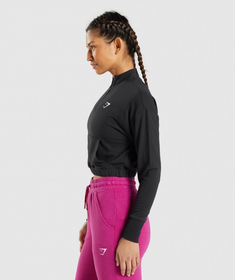 Gymshark Sport Pippa Sweatshirts Damen Schwarz | AT-47-RJDE