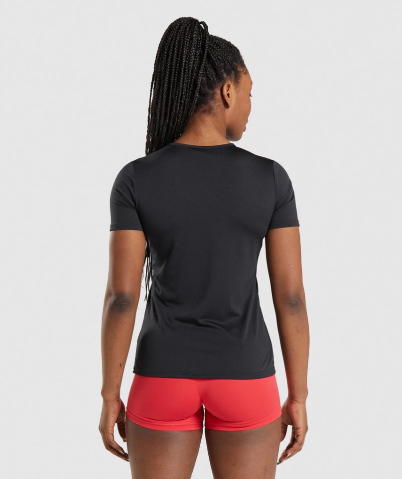 Gymshark Sport T-shirts Damen Schwarz | AT-34-UJTD