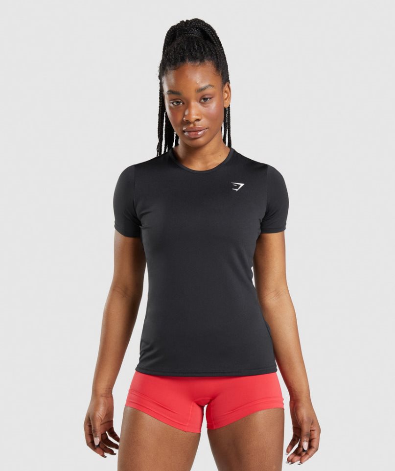 Gymshark Sport T-shirts Damen Schwarz | AT-34-UJTD