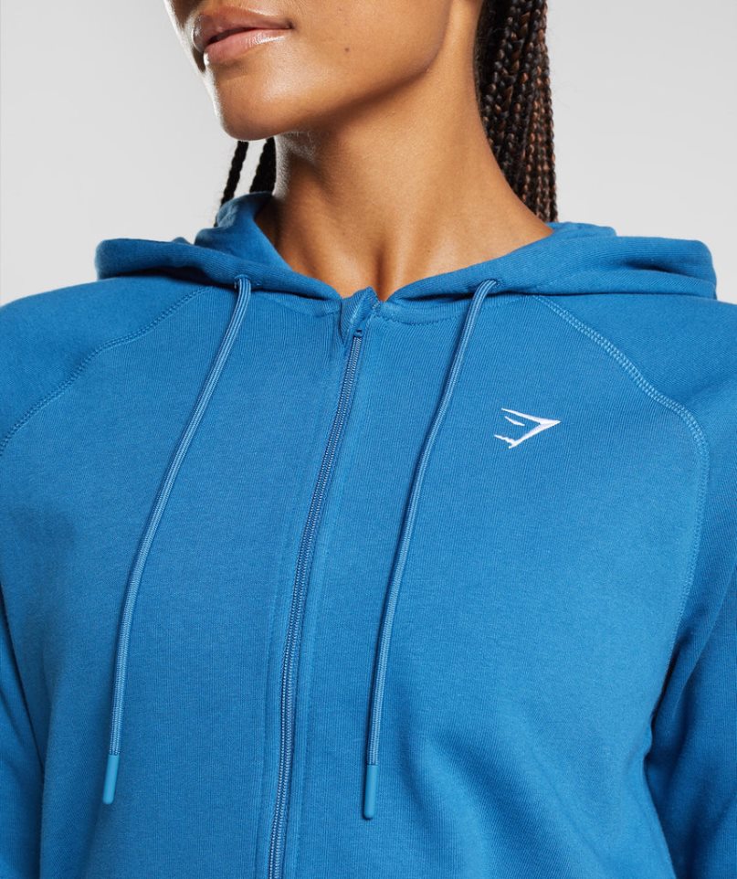 Gymshark Sport Zip Hoodie Damen Blau | AT-80-RHQX